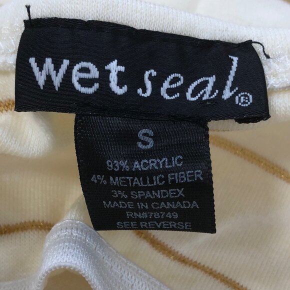 Y2K Wet Seal Cream & Gold Stripes Coastal Chic Beachy Strapless Tube Top / Small - Picture 6 of 7